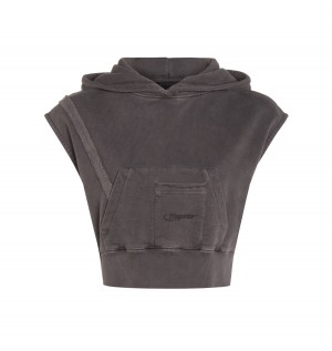 Trapstar Deconstructed Cropped Sleeveless Hoodie Azules | TS-65127